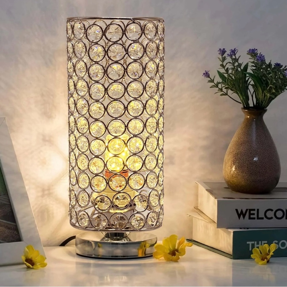 Beautiful bedside table lamp.     Crystal lamp Column lamp